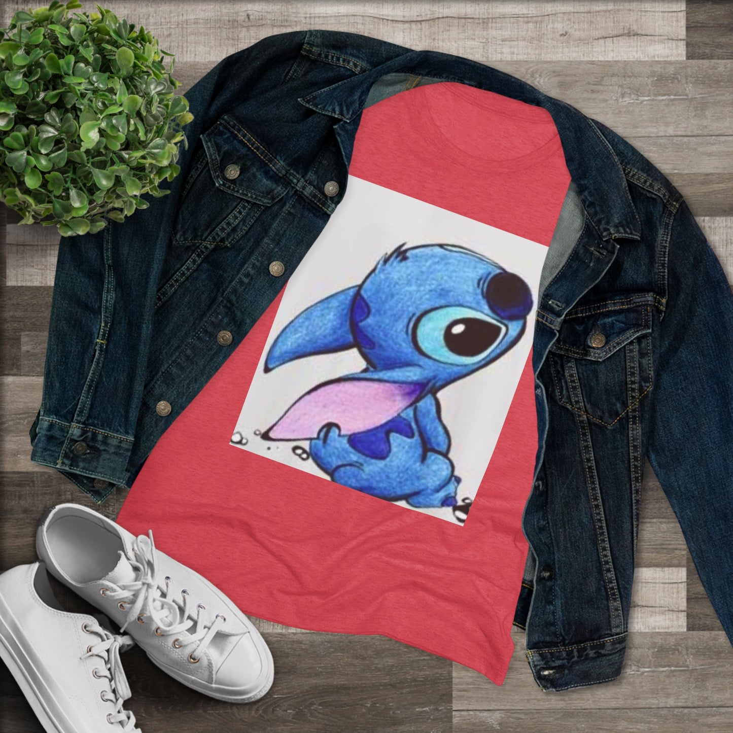 Cute Blue Cartoon Character Women's Triblend Tee - Perfect for Everyday Wear