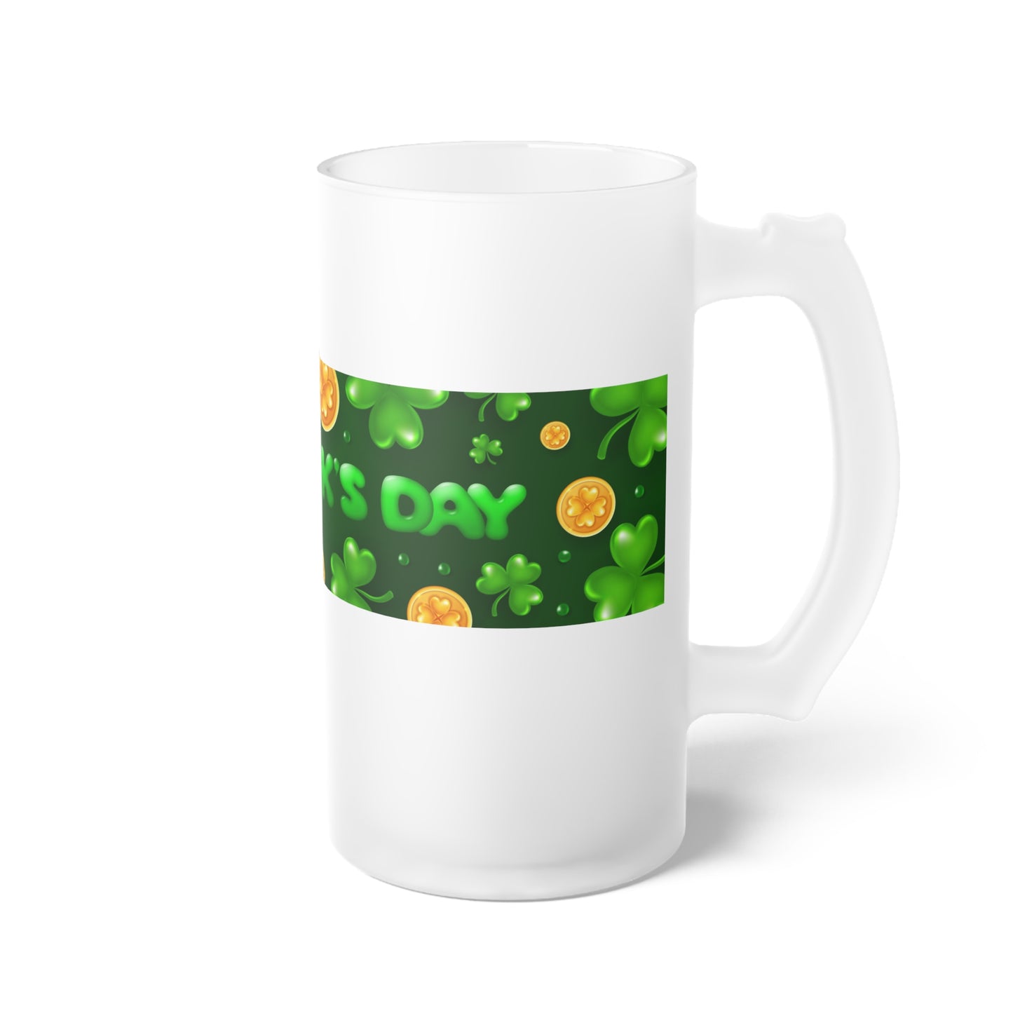 St. Patrick's Day Frosted Glass Beer Mug - Celebrate in Style!