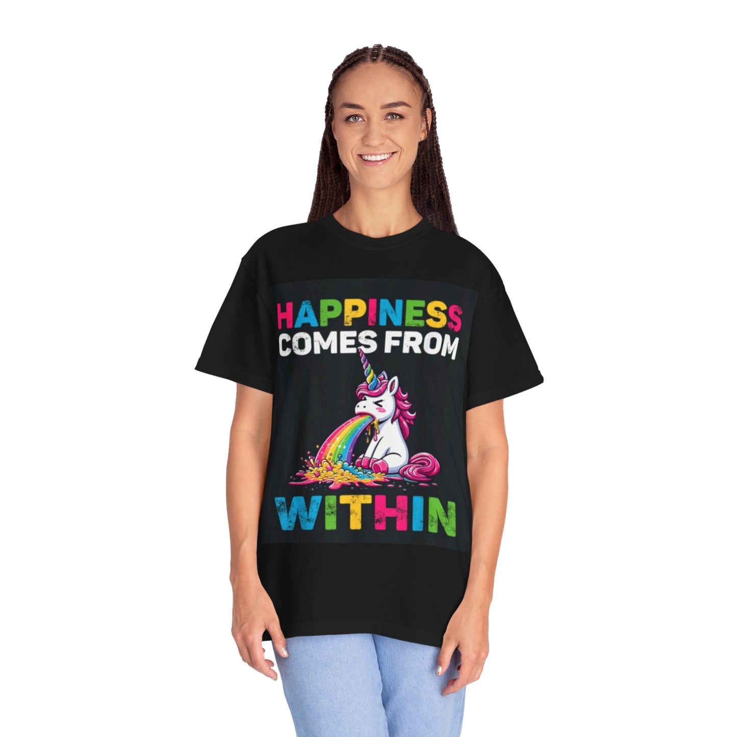 Unisex Happiness Unicorn T-Shirt - Comes From Within Design