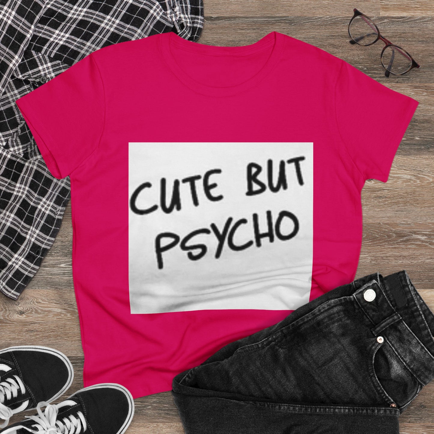 Cute But Psycho Women's Cotton Tee - Trendy Graphic Tee for Casual Wear