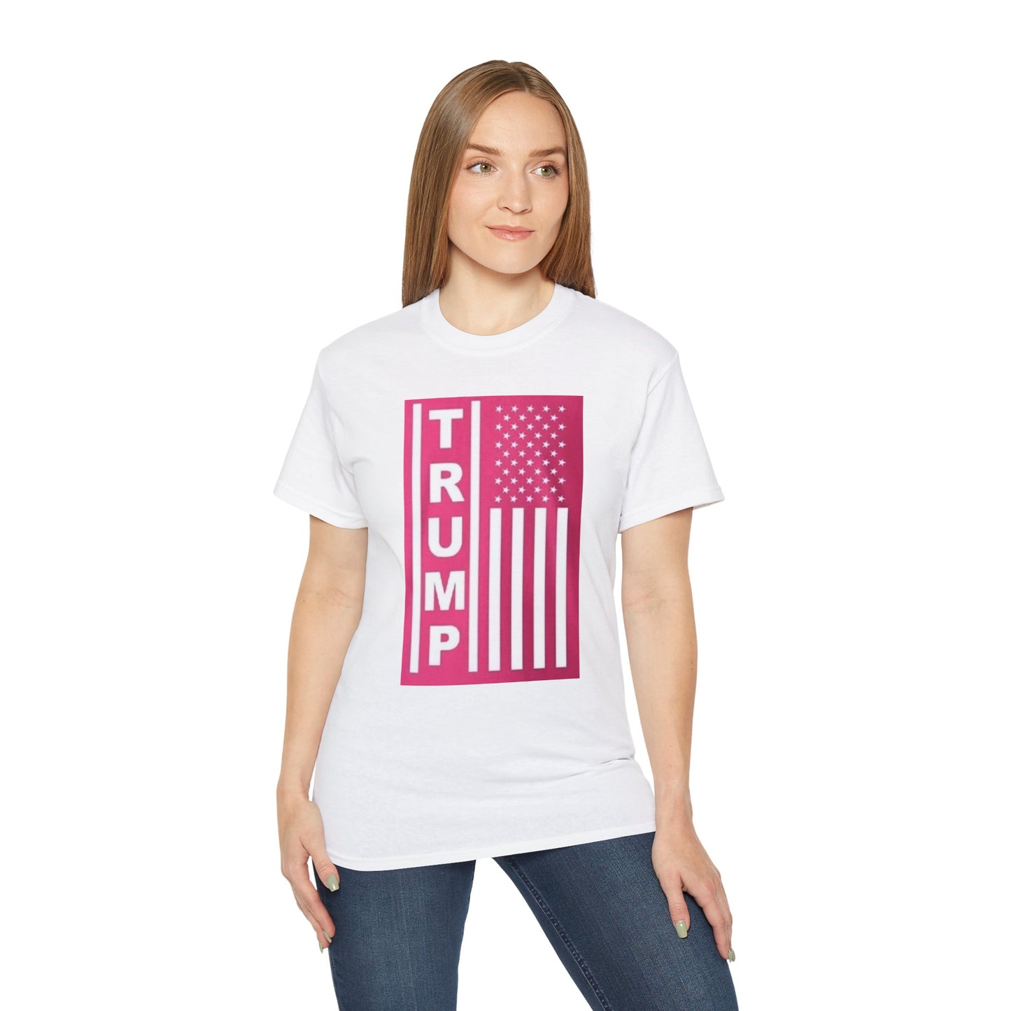 Unisex Cotton Tee – TRUMP American Flag Design