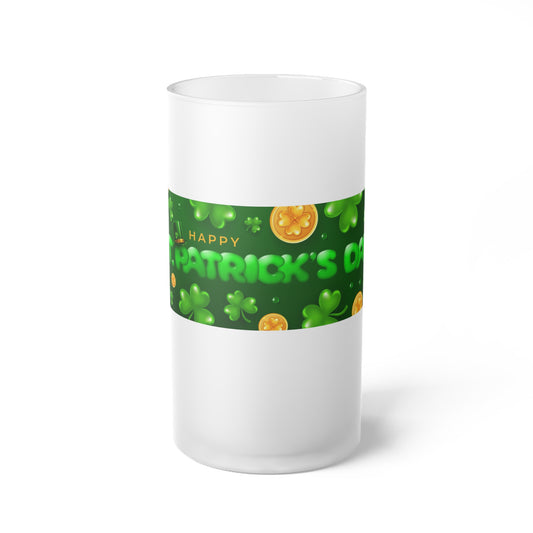 St. Patrick's Day Frosted Glass Beer Mug - Celebrate in Style!