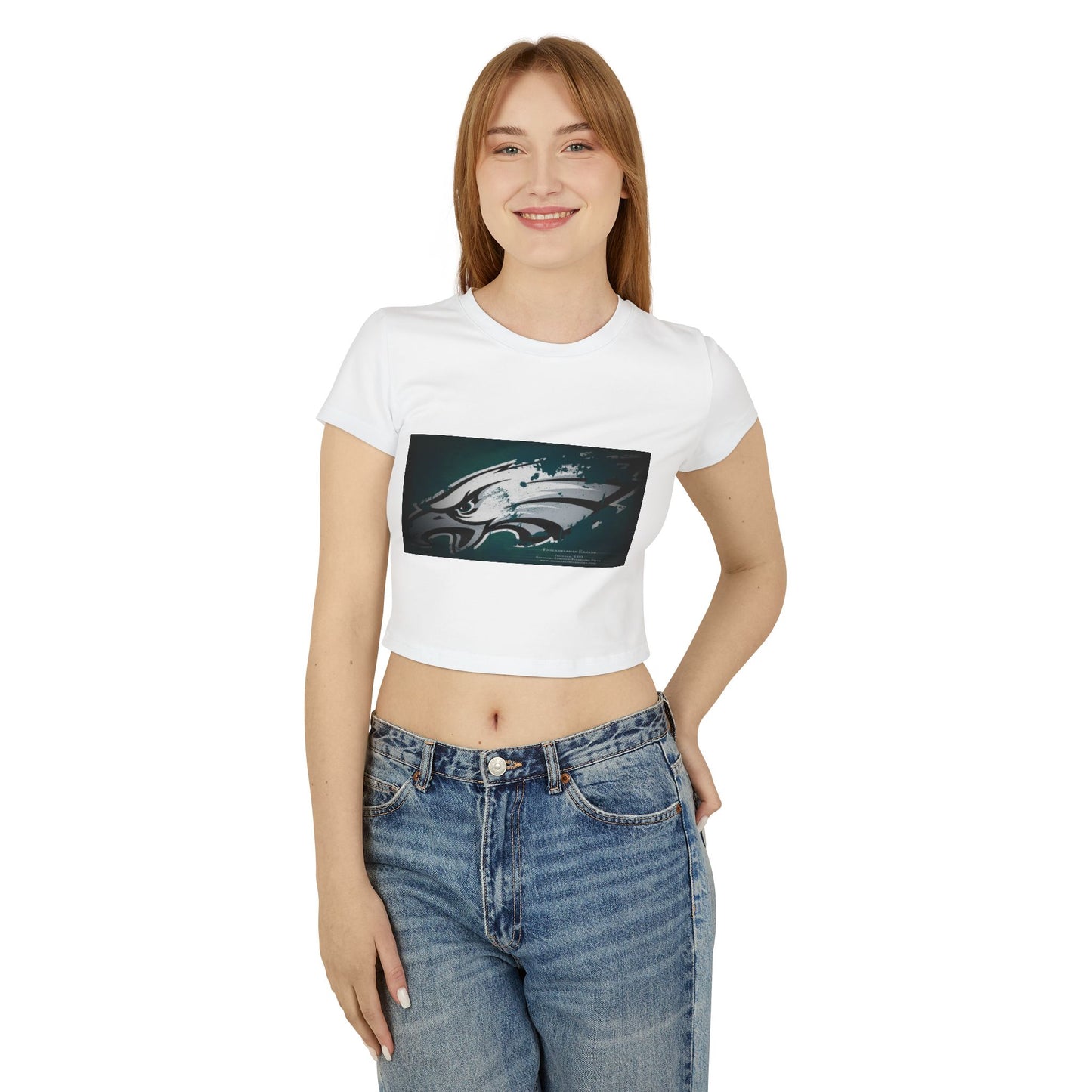 Women's Baby Tee with Bold Eagle Design - Perfect for Game Day