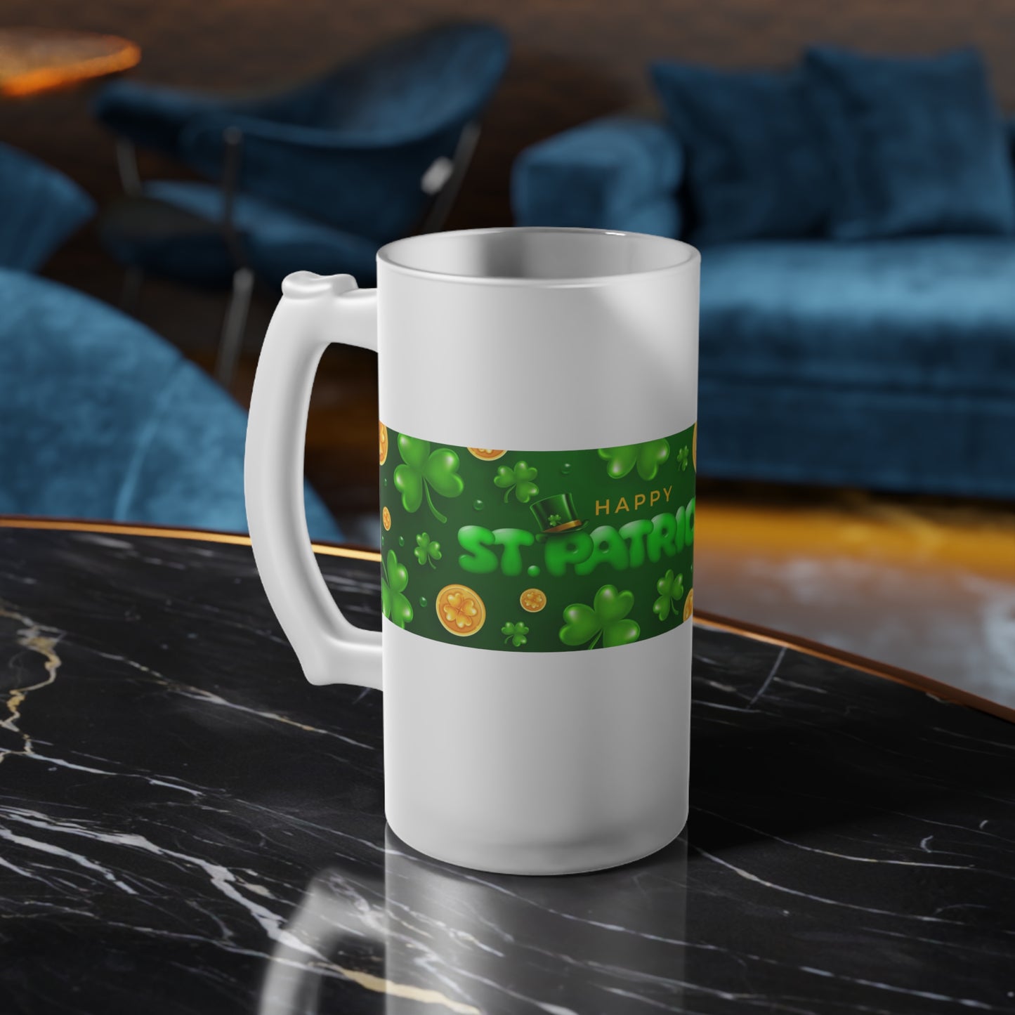 St. Patrick's Day Frosted Glass Beer Mug - Celebrate in Style!