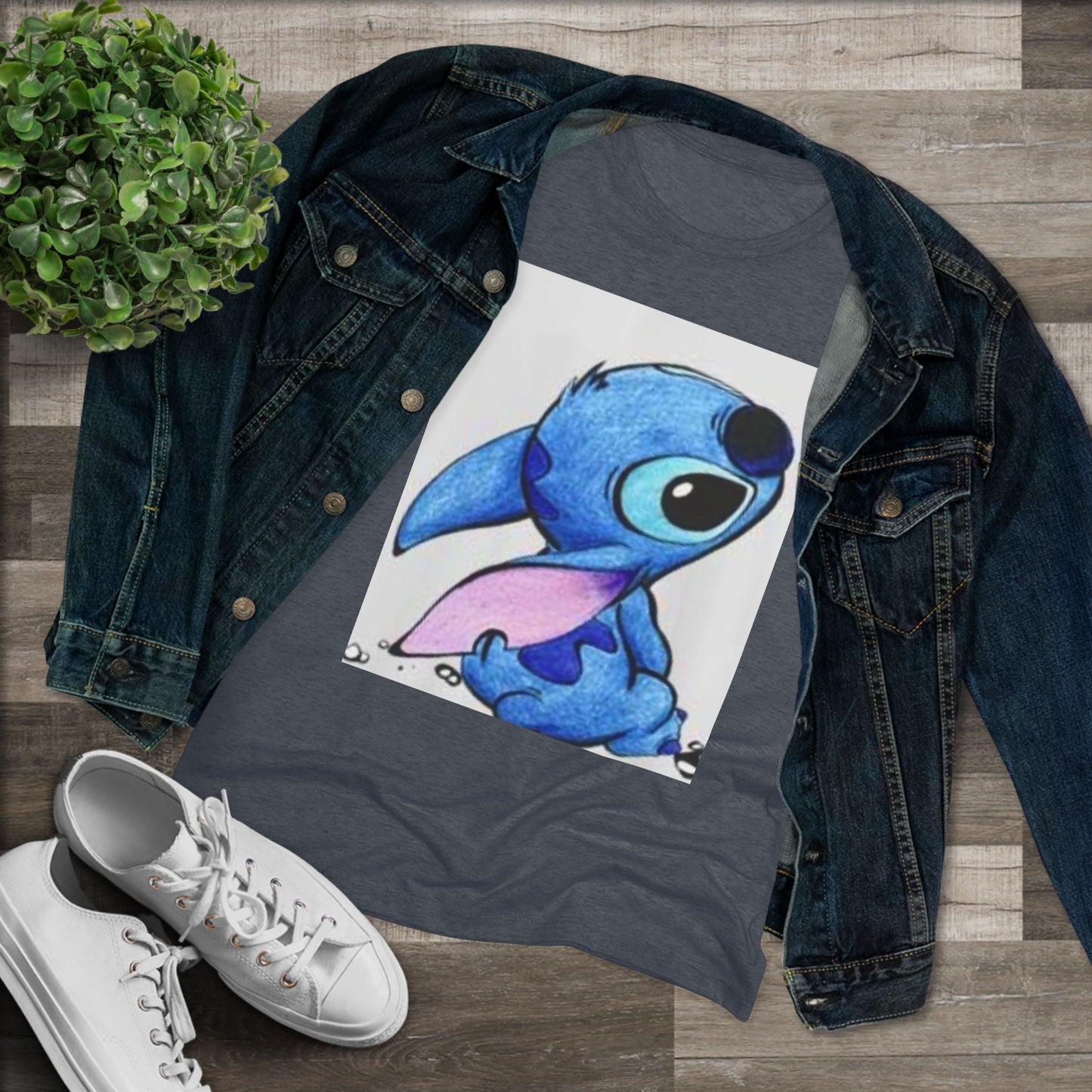 Cute Blue Cartoon Character Women's Triblend Tee - Perfect for Everyday Wear