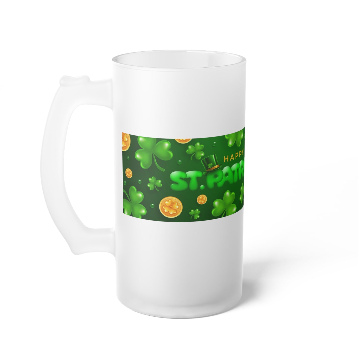 St. Patrick's Day Frosted Glass Beer Mug - Celebrate in Style!