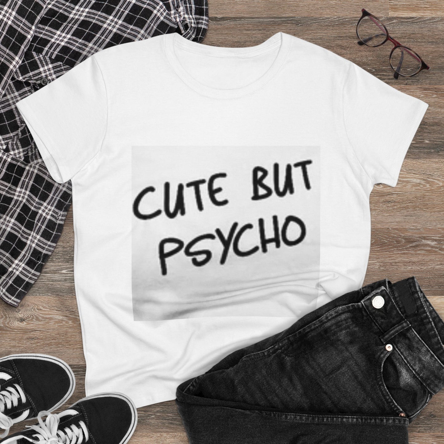 Cute But Psycho Women's Cotton Tee - Trendy Graphic Tee for Casual Wear