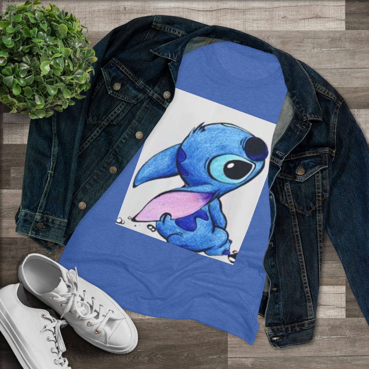 Cute Blue Cartoon Character Women's Triblend Tee - Perfect for Everyday Wear