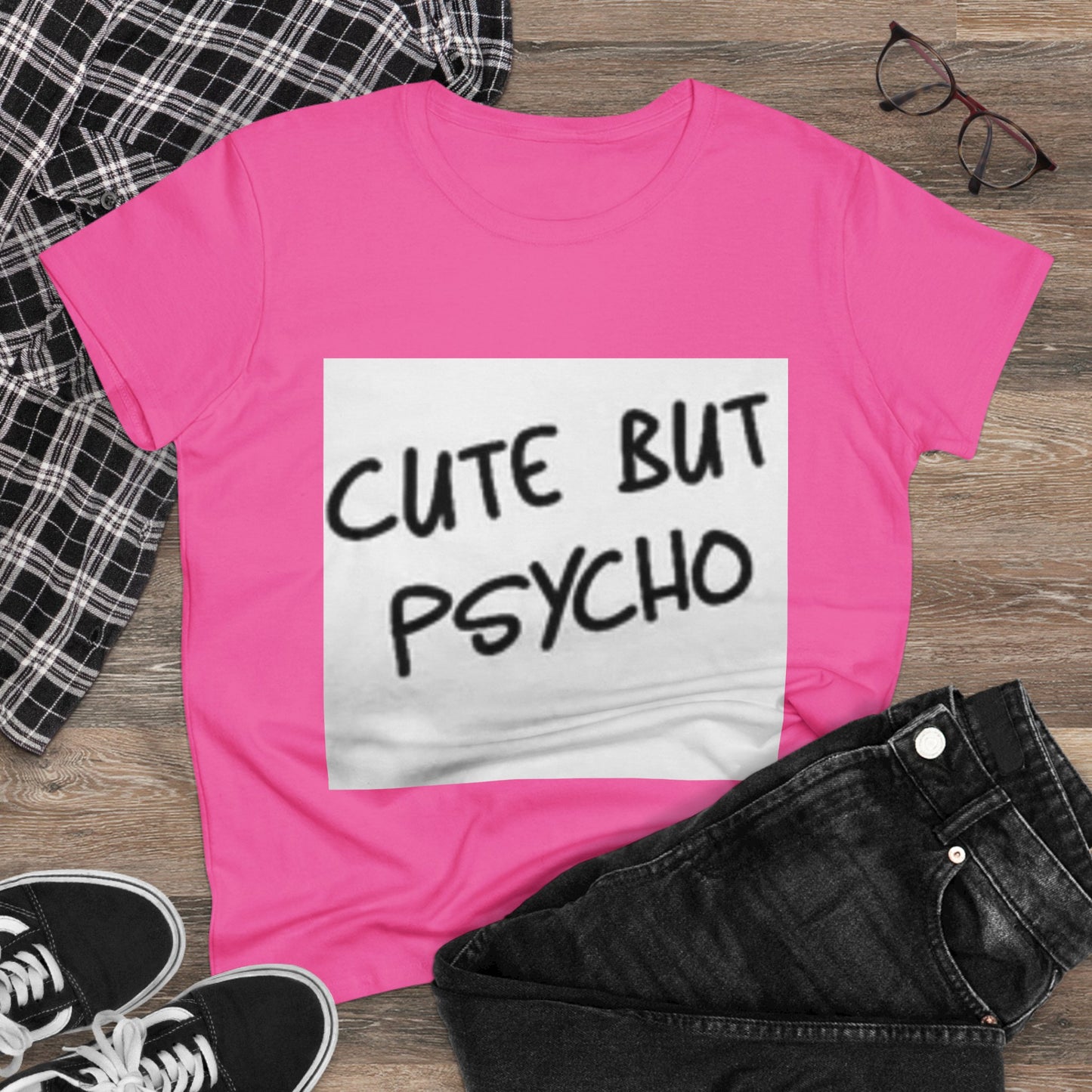 Cute But Psycho Women's Cotton Tee - Trendy Graphic Tee for Casual Wear