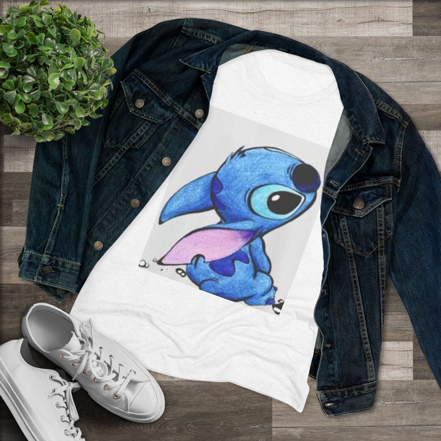 Cute Blue Cartoon Character Women's Triblend Tee - Perfect for Everyday Wear