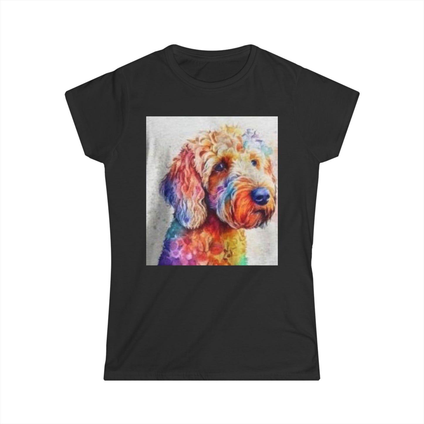 Colorful Dog Print Women's Softstyle Tee - Perfect for Dog Lovers