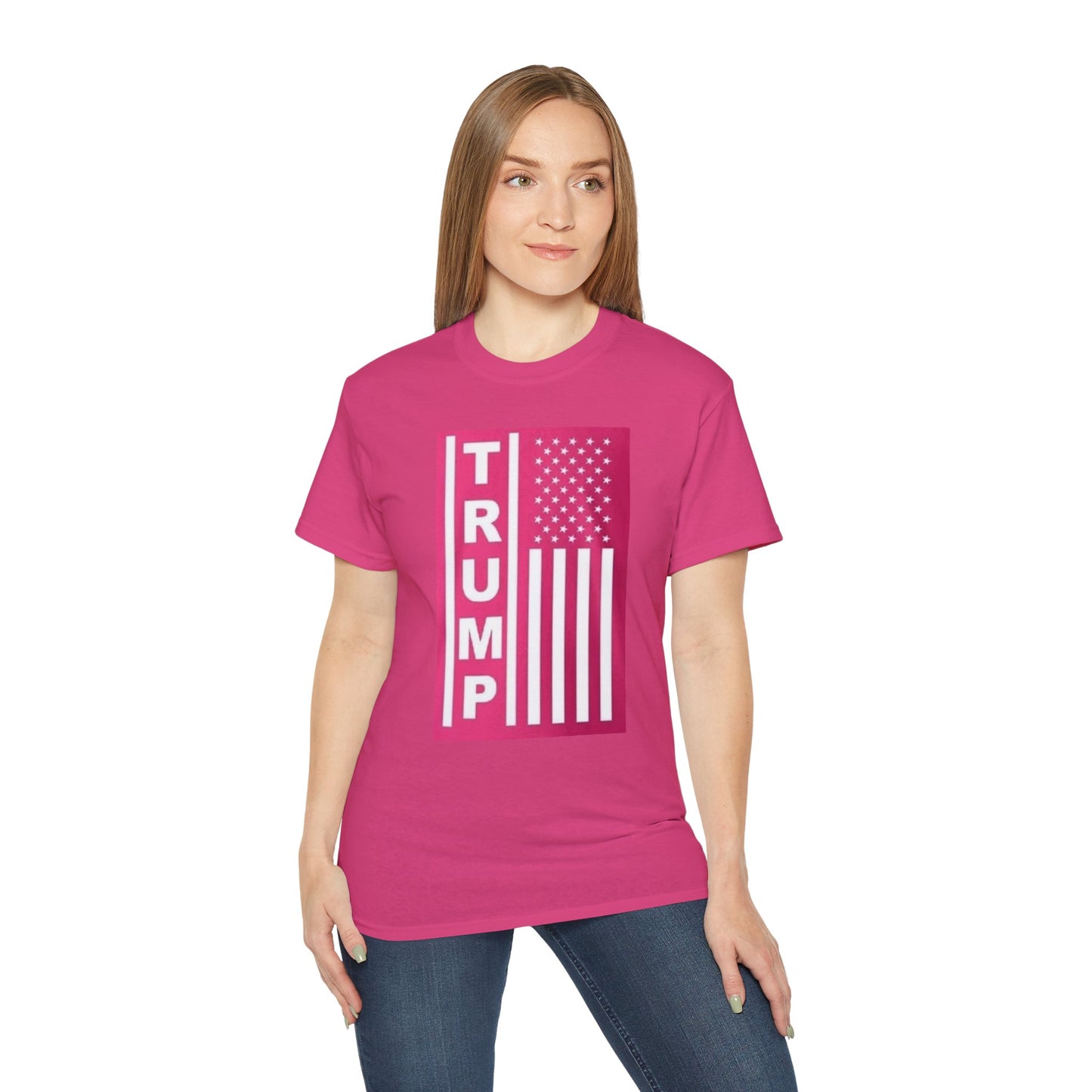 Unisex Cotton Tee – TRUMP American Flag Design