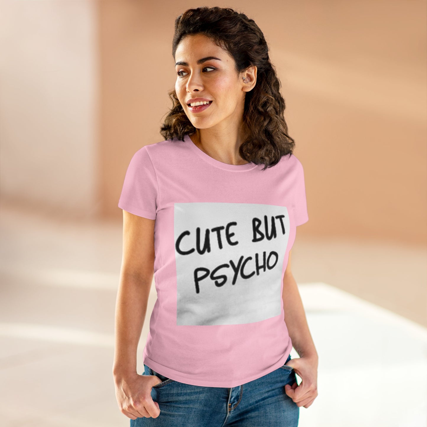 Cute But Psycho Women's Cotton Tee - Trendy Graphic Tee for Casual Wear