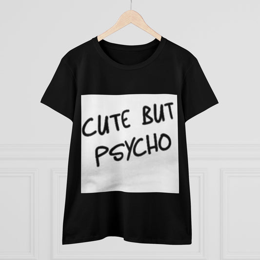 Cute But Psycho Women's Cotton Tee - Trendy Graphic Tee for Casual Wear