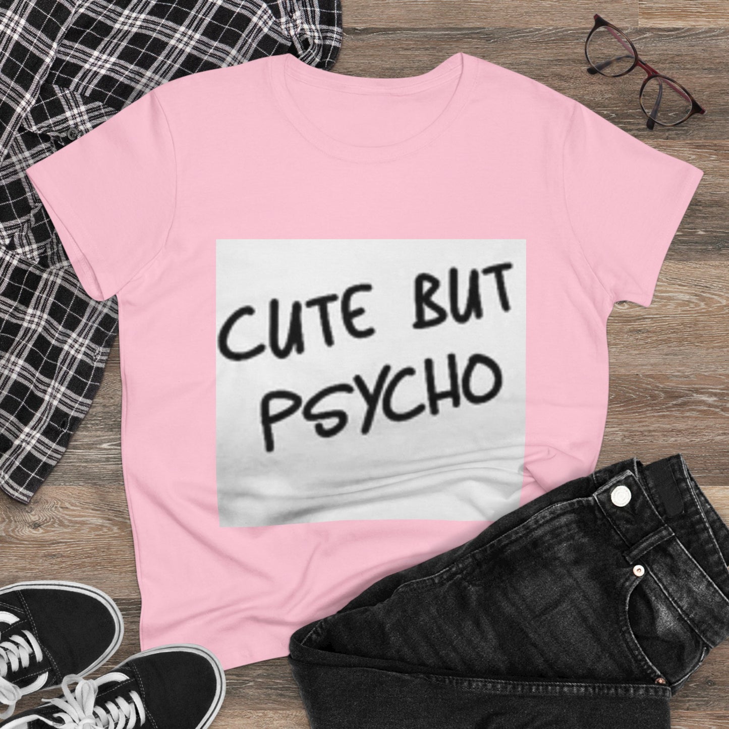 Cute But Psycho Women's Cotton Tee - Trendy Graphic Tee for Casual Wear