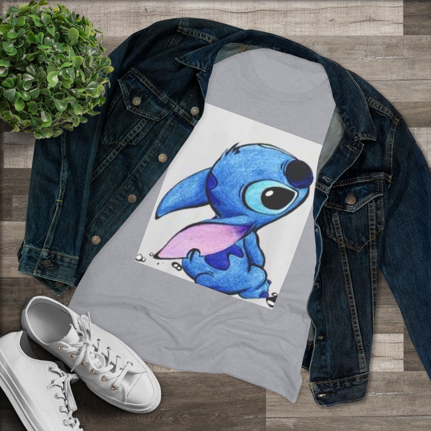 Cute Blue Cartoon Character Women's Triblend Tee - Perfect for Everyday Wear