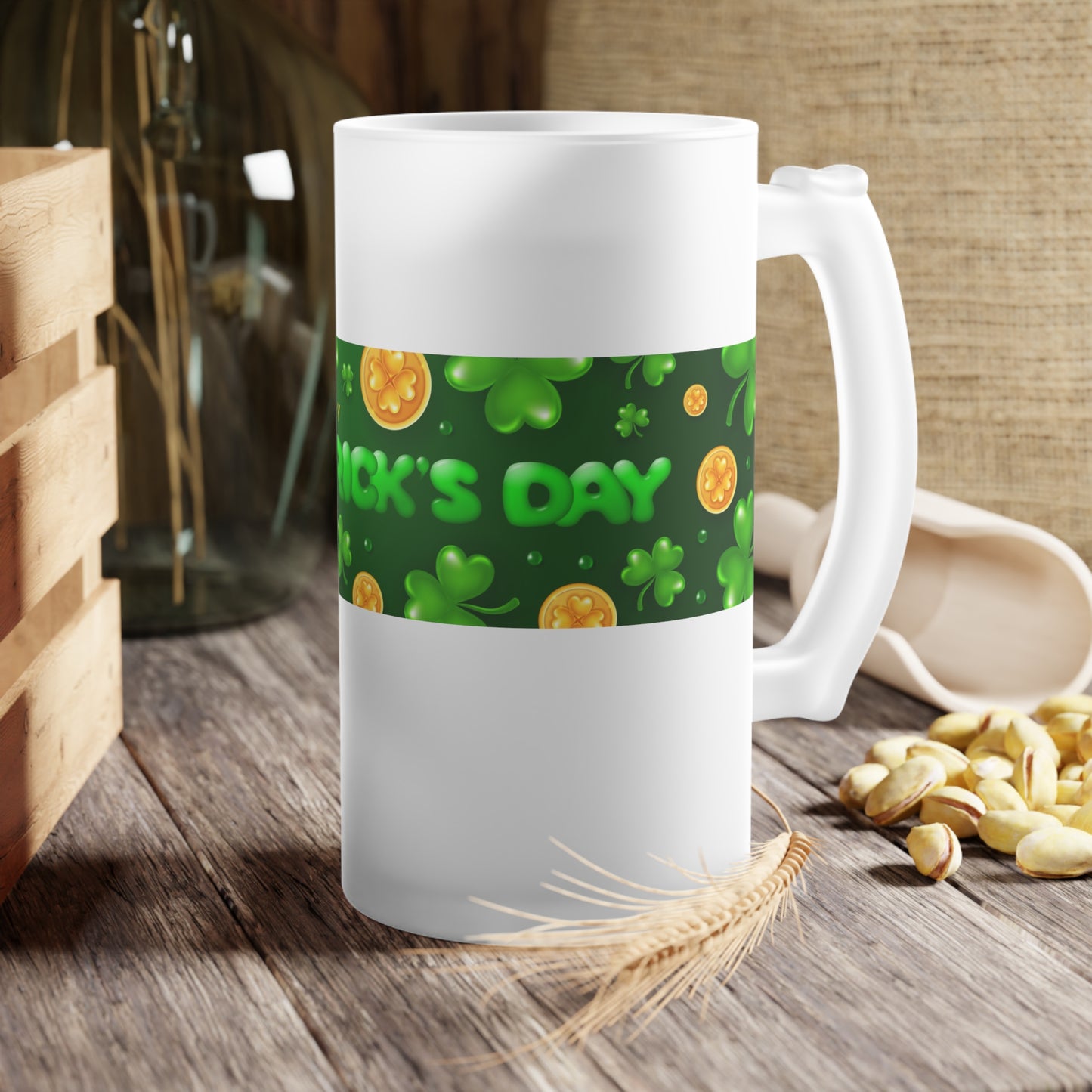 St. Patrick's Day Frosted Glass Beer Mug - Celebrate in Style!