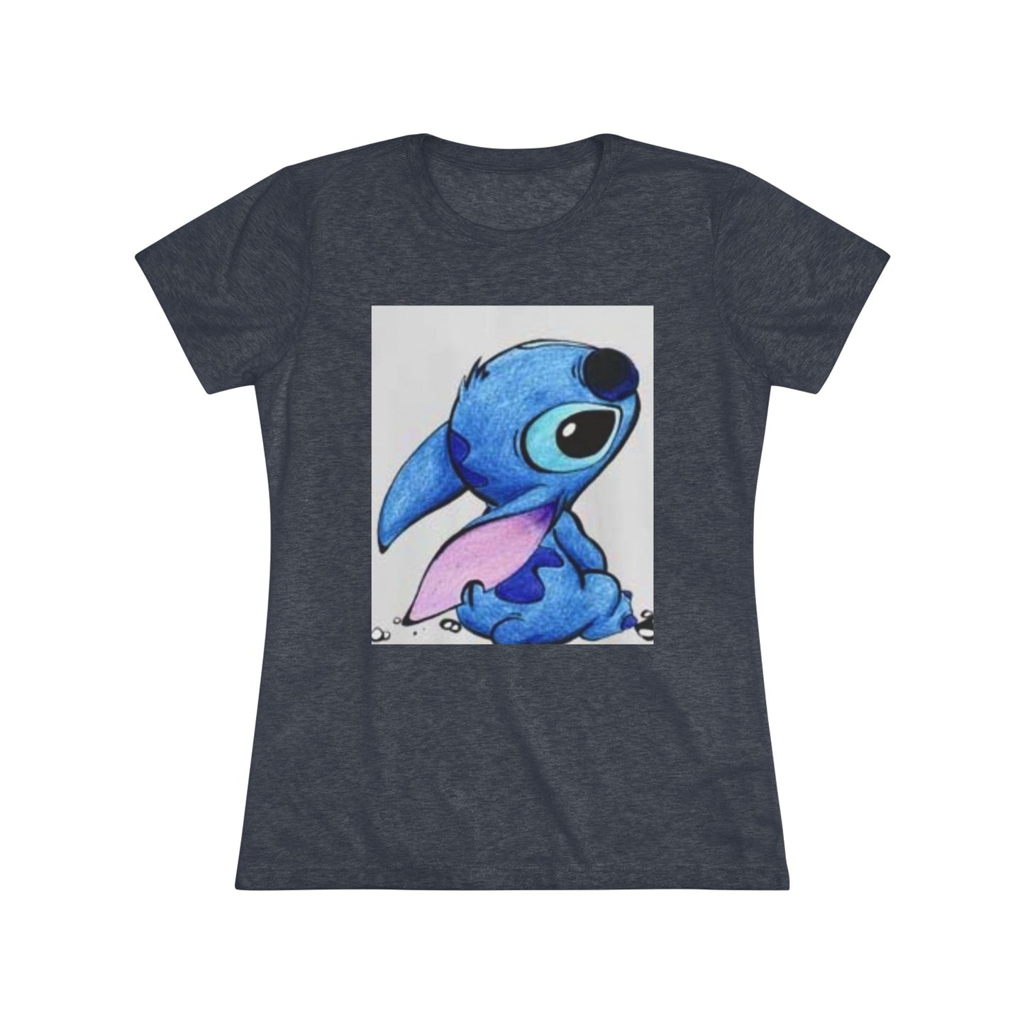 Cute Blue Cartoon Character Women's Triblend Tee - Perfect for Everyday Wear