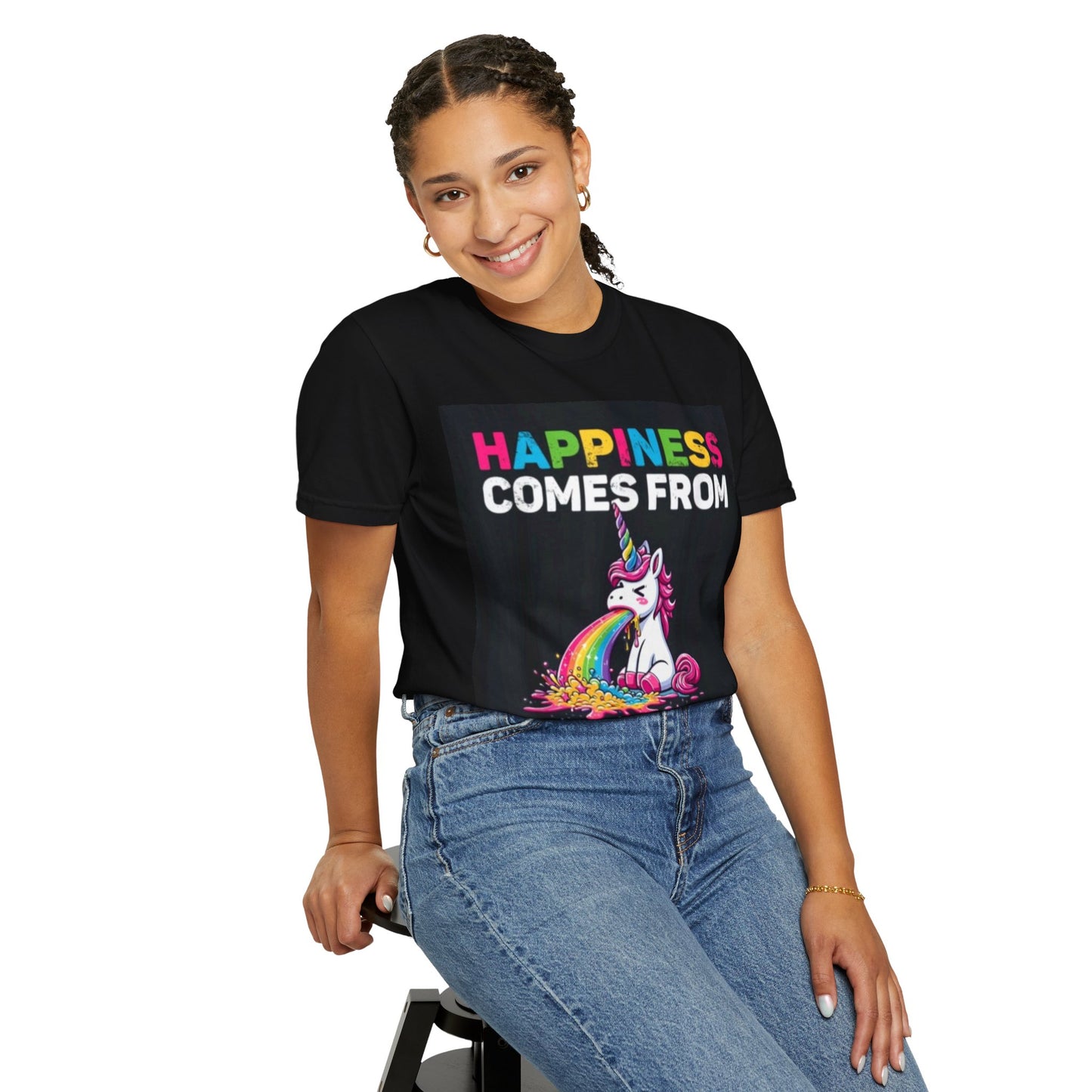 Unisex Happiness Unicorn T-Shirt - Comes From Within Design