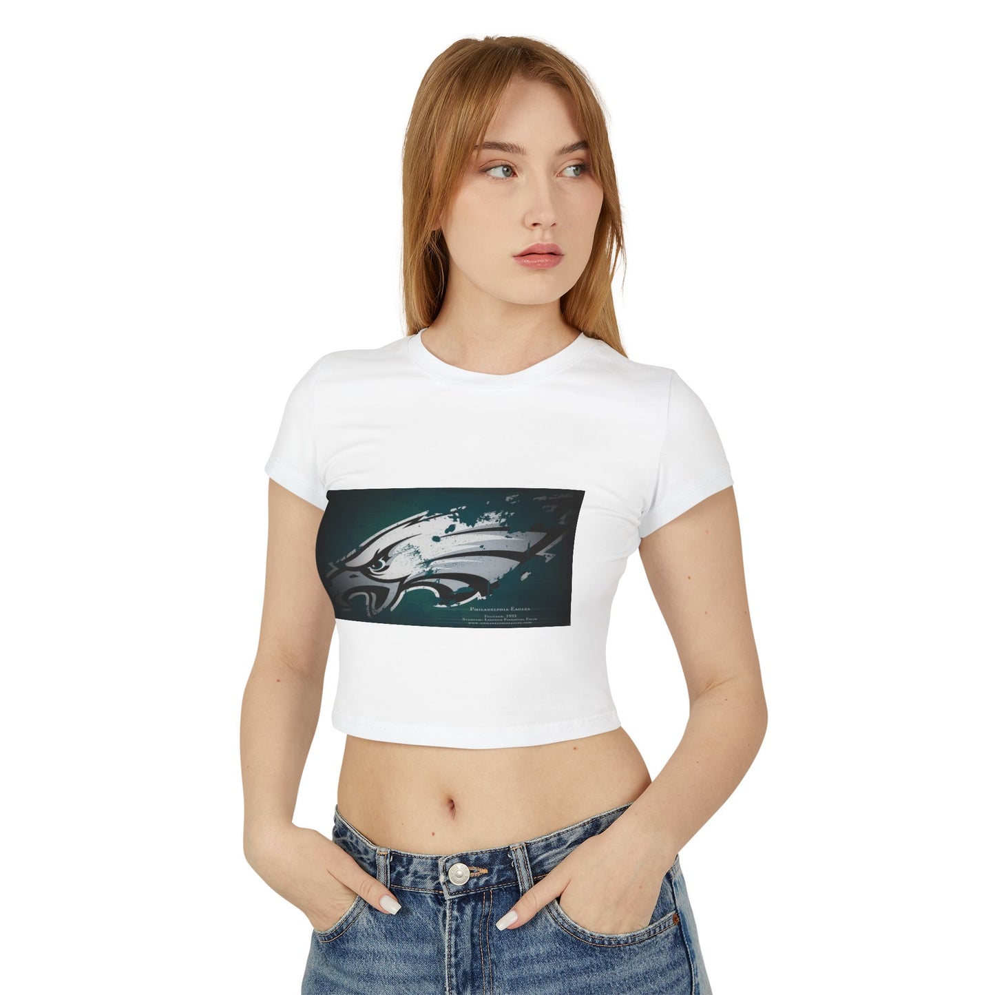 Women's Baby Tee with Bold Eagle Design - Perfect for Game Day