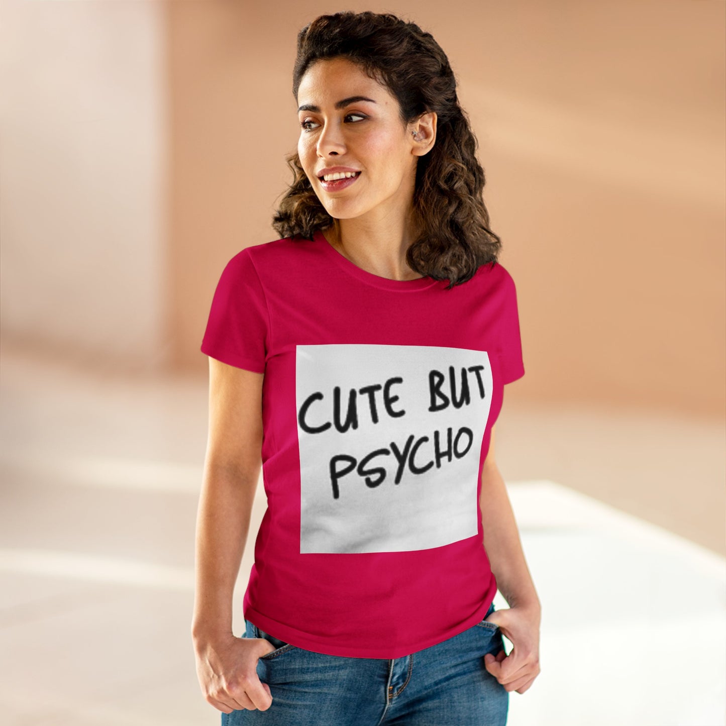 Cute But Psycho Women's Cotton Tee - Trendy Graphic Tee for Casual Wear