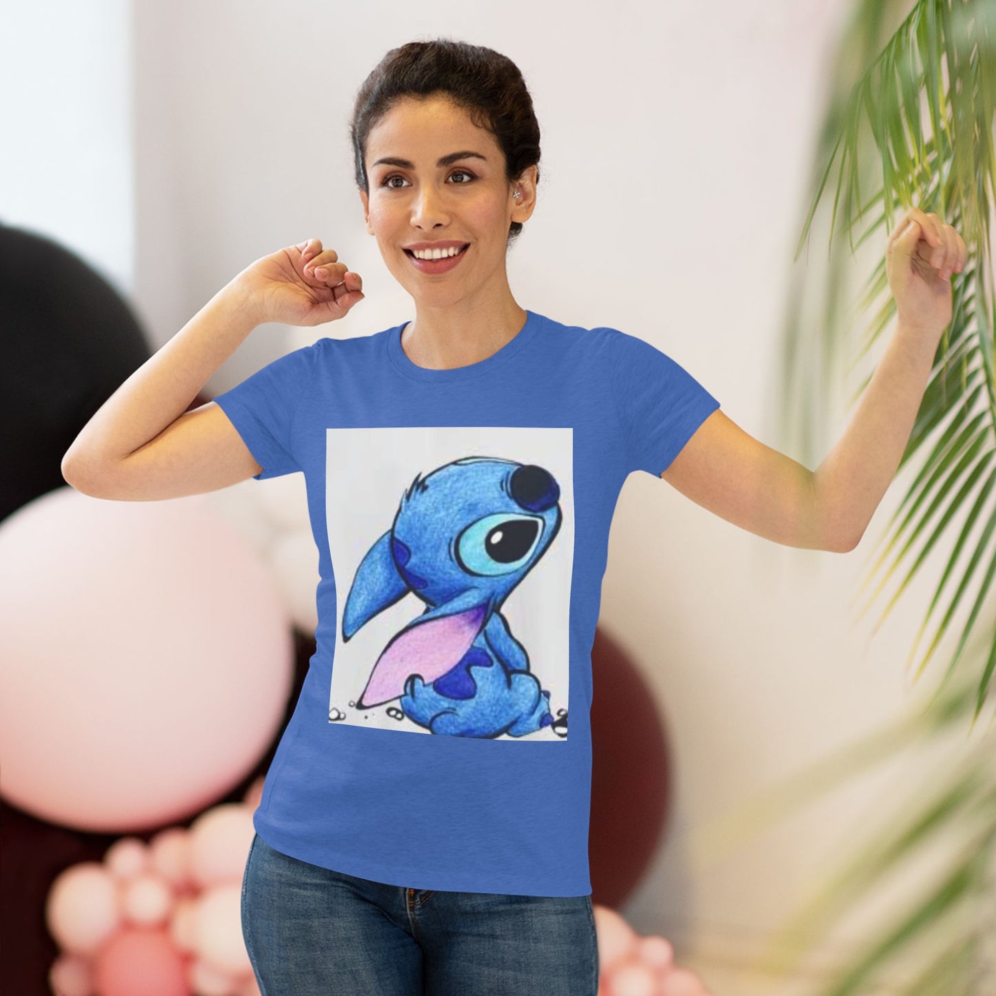 Cute Blue Cartoon Character Women's Triblend Tee - Perfect for Everyday Wear