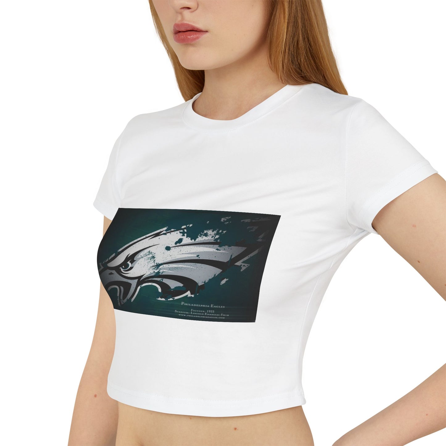 Women's Baby Tee with Bold Eagle Design - Perfect for Game Day